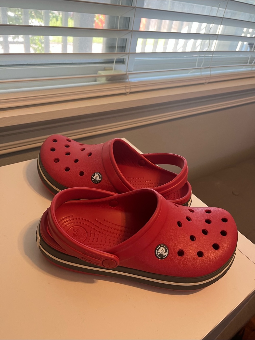 CROCS Classic Red Slip-On Clogs with Heel Strap